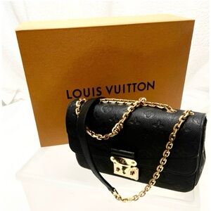 Louis Vuitton Marceau Empreinte Black Chain Crossbody Bag M46200 Authentic